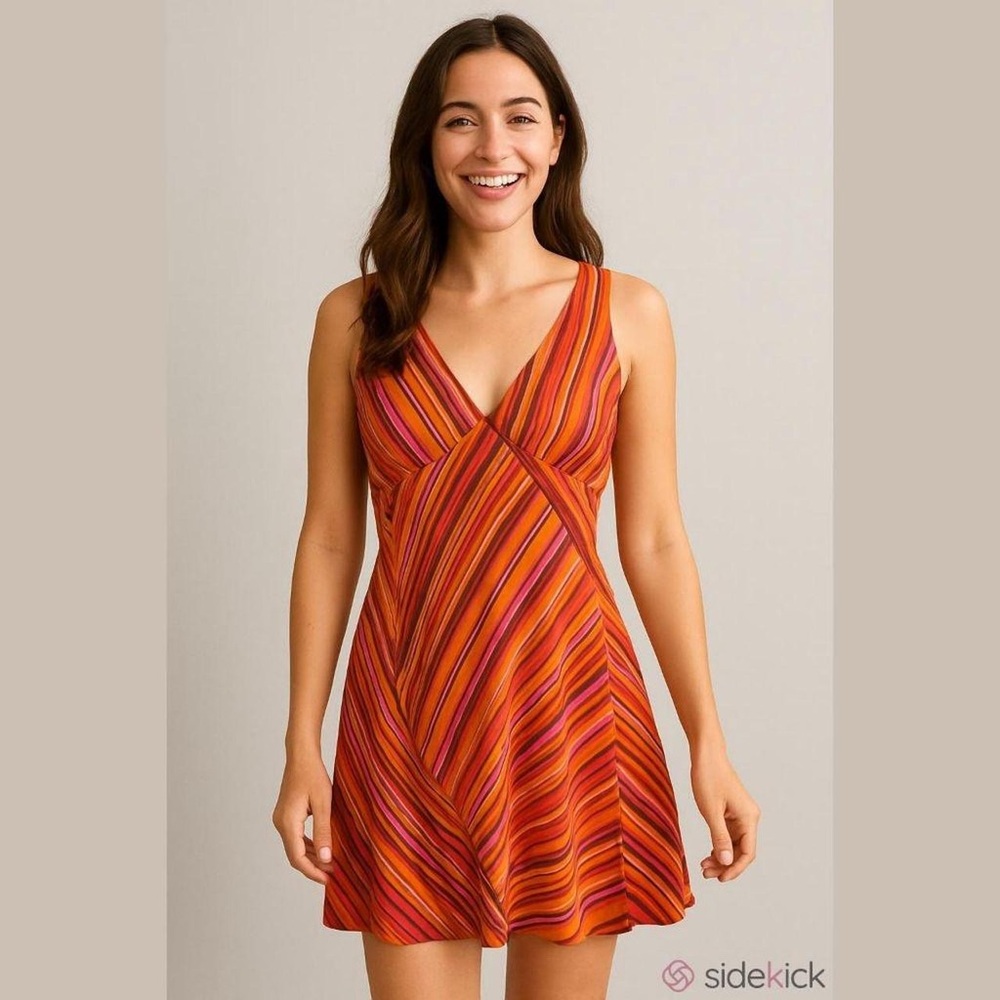 Wild Fable Orange Red Ruffled Tiered Mini Sundress
